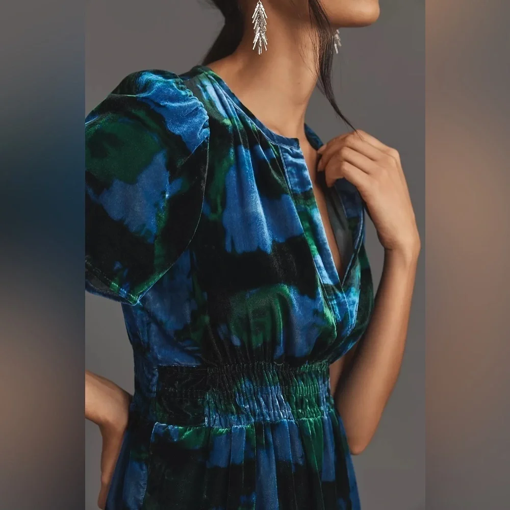 NWT! Anthropologie Maeve Somerset Velvet Mini Dress - Size XXS 🥐 - Picture 3 of 10